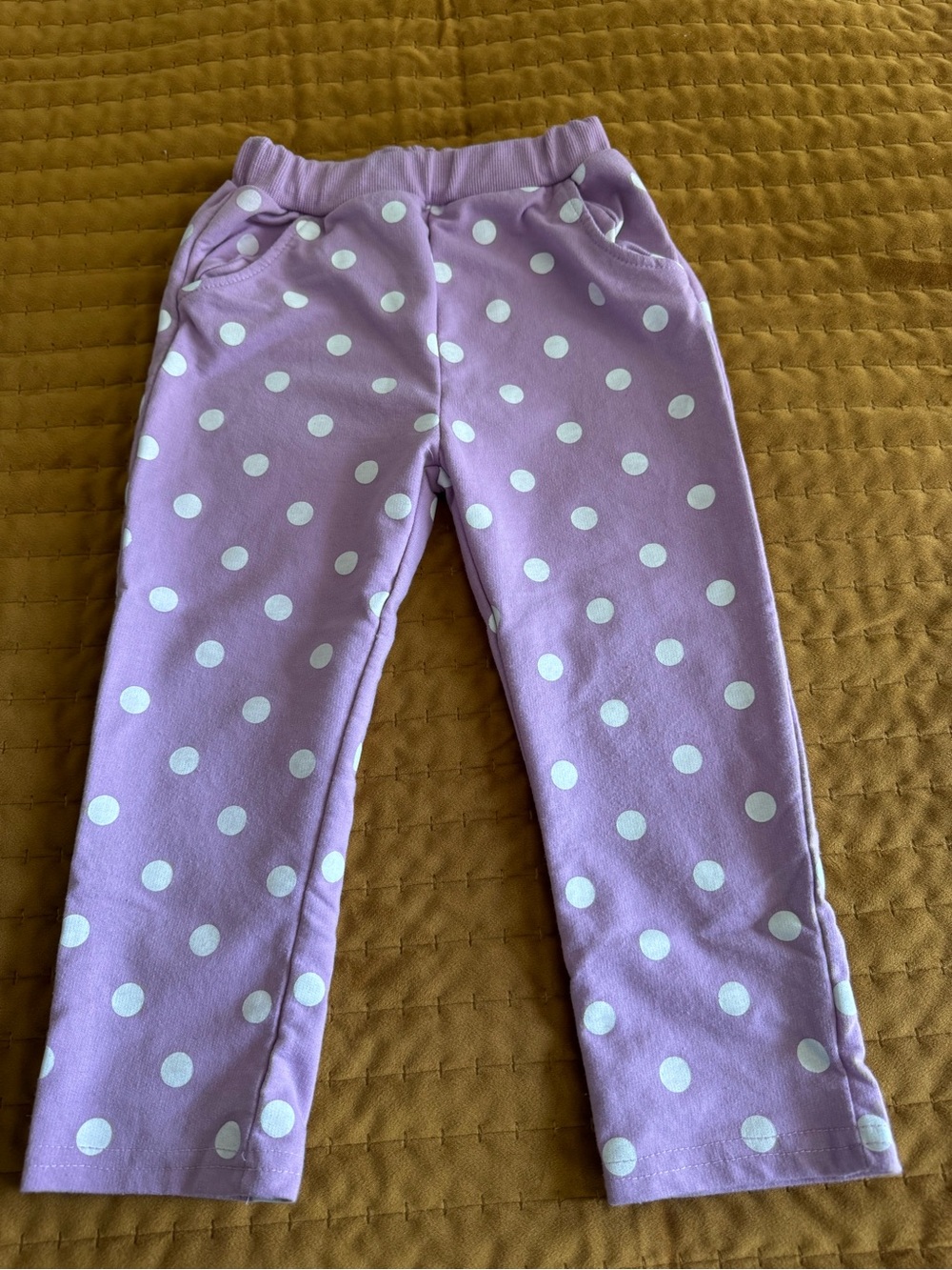 Lilac Polka Dot Knit Pants with Pockets